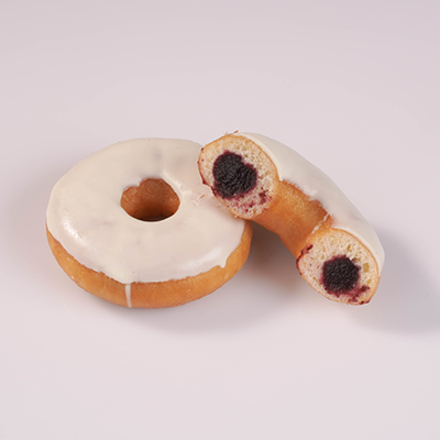 Coated donuts (original, strawberry, blueberry filling+protected)